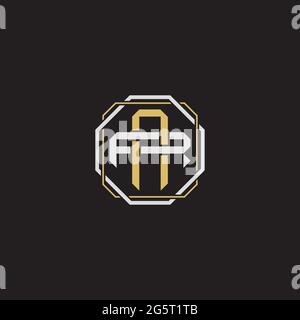 Initial letter overlapping interlock logo monogram line art style isolated on black background template Stock Vector