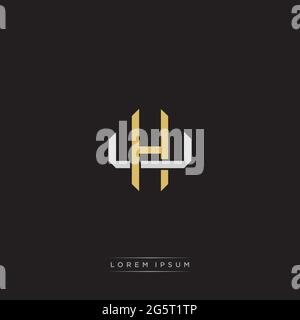 Initial letter overlapping interlock logo monogram line art style isolated on black background template Stock Vector