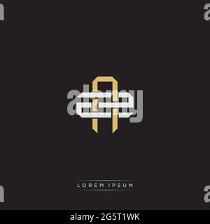 Initial letter overlapping interlock logo monogram line art style isolated on black background template Stock Vector