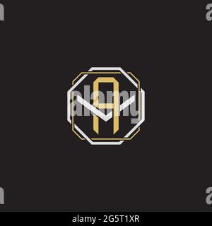 Initial letter overlapping interlock logo monogram line art style isolated on black background template Stock Vector