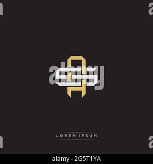 Initial letter overlapping interlock logo monogram line art style isolated on black background template Stock Vector