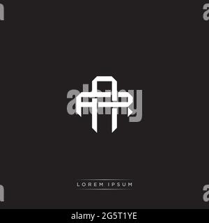 Initial letter overlapping interlock logo monogram line art style isolated on black background template Stock Vector