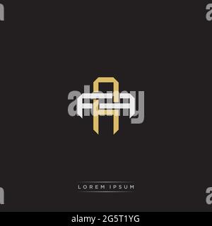 Initial letter overlapping interlock logo monogram line art style isolated on black background template Stock Vector