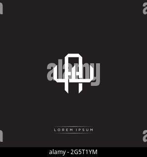 Initial letter overlapping interlock logo monogram line art style isolated on black background template Stock Vector