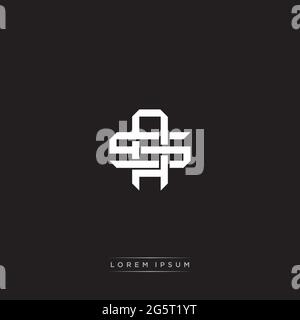 Initial letter overlapping interlock logo monogram line art style isolated on black background template Stock Vector