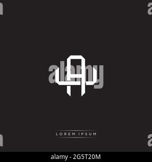 Initial letter overlapping interlock logo monogram line art style isolated on black background template Stock Vector