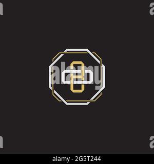 Initial letter overlapping interlock logo monogram line art style isolated on black background template Stock Vector