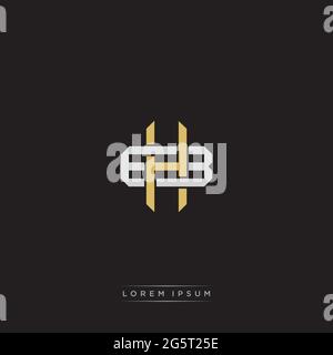 Initial letter overlapping interlock logo monogram line art style isolated on black background template Stock Vector