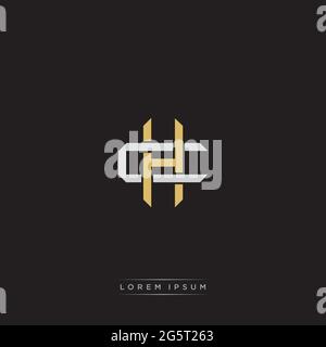 Initial letter overlapping interlock logo monogram line art style isolated on black background template Stock Vector