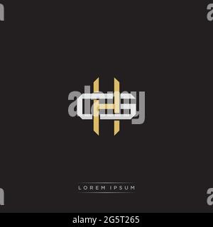 Initial letter overlapping interlock logo monogram line art style isolated on black background template Stock Vector