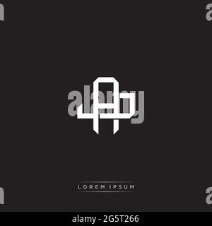 Initial letter overlapping interlock logo monogram line art style isolated on black background template Stock Vector