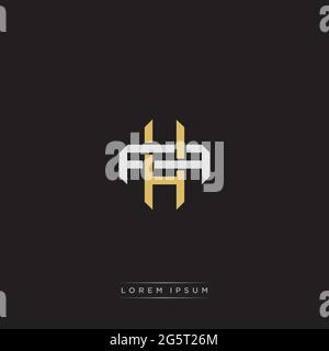 Initial letter overlapping interlock logo monogram line art style isolated on black background template Stock Vector