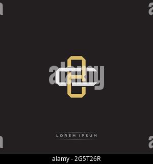 Initial letter overlapping interlock logo monogram line art style isolated on black background template Stock Vector