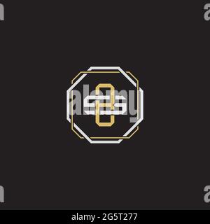 Initial letter overlapping interlock logo monogram line art style isolated on black background template Stock Vector