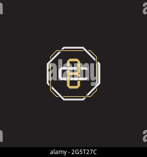 Initial letter overlapping interlock logo monogram line art style isolated on black background template Stock Vector