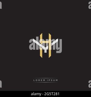 Initial letter overlapping interlock logo monogram line art style isolated on black background template Stock Vector