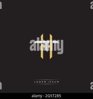 Initial letter overlapping interlock logo monogram line art style isolated on black background template Stock Vector