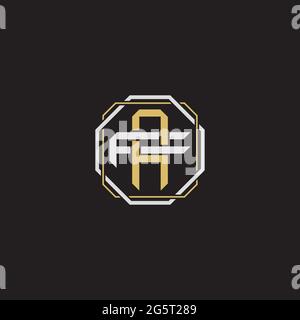 Initial letter overlapping interlock logo monogram line art style isolated on black background template Stock Vector