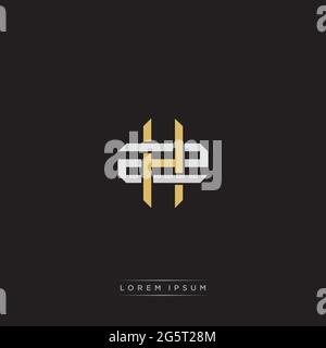 Initial letter overlapping interlock logo monogram line art style isolated on black background template Stock Vector