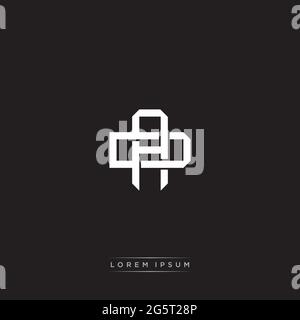 Initial letter overlapping interlock logo monogram line art style isolated on black background template Stock Vector