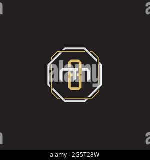 Initial letter overlapping interlock logo monogram line art style isolated on black background template Stock Vector
