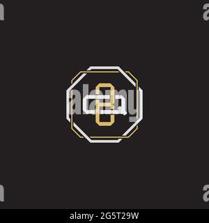 Initial letter overlapping interlock logo monogram line art style isolated on black background template Stock Vector