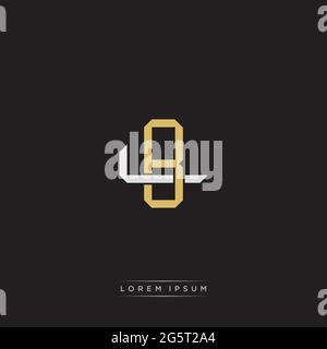 Initial letter overlapping interlock logo monogram line art style isolated on black background template Stock Vector