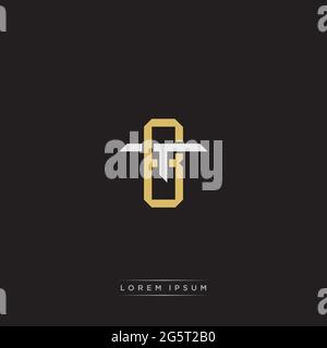 Initial letter overlapping interlock logo monogram line art style isolated on black background template Stock Vector