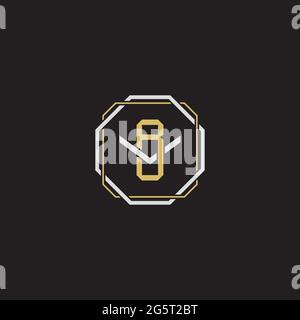 Initial letter overlapping interlock logo monogram line art style isolated on black background template Stock Vector