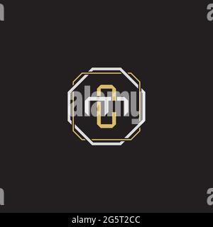 Initial letter overlapping interlock logo monogram line art style isolated on black background template Stock Vector