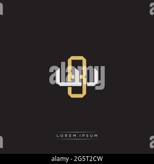 Initial letter overlapping interlock logo monogram line art style isolated on black background template Stock Vector