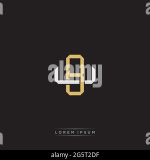 Initial letter overlapping interlock logo monogram line art style isolated on black background template Stock Vector