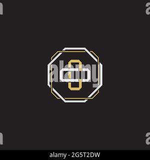 Initial letter overlapping interlock logo monogram line art style isolated on black background template Stock Vector