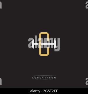 Initial letter overlapping interlock logo monogram line art style isolated on black background template Stock Vector
