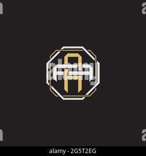 Initial letter overlapping interlock logo monogram line art style isolated on black background template Stock Vector