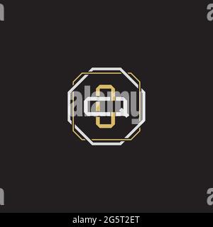 Initial letter overlapping interlock logo monogram line art style isolated on black background template Stock Vector