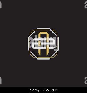 Initial letter overlapping interlock logo monogram line art style isolated on black background template Stock Vector