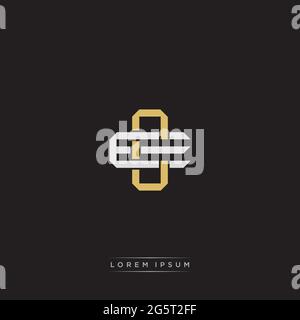 Initial letter overlapping interlock logo monogram line art style isolated on black background template Stock Vector