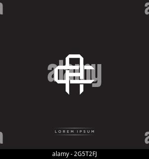 Initial letter overlapping interlock logo monogram line art style isolated on black background template Stock Vector