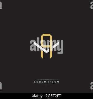 Initial letter overlapping interlock logo monogram line art style isolated on black background template Stock Vector