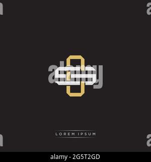 Initial letter overlapping interlock logo monogram line art style isolated on black background template Stock Vector