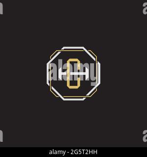 Initial letter overlapping interlock logo monogram line art style isolated on black background template Stock Vector