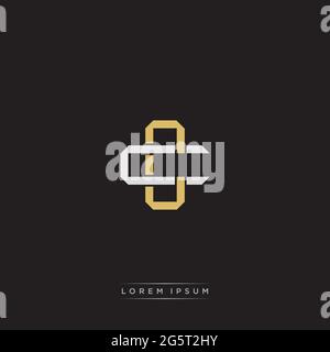 Initial letter overlapping interlock logo monogram line art style isolated on black background template Stock Vector