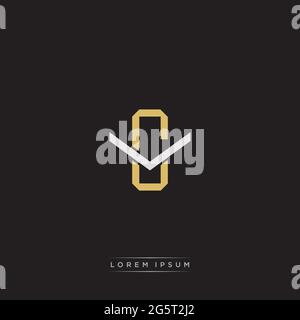 Initial letter overlapping interlock logo monogram line art style isolated on black background template Stock Vector