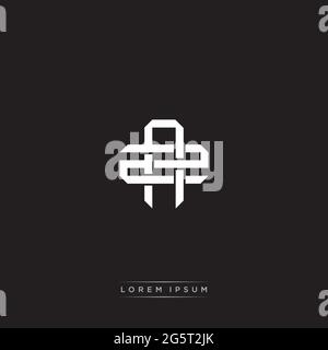 Initial letter overlapping interlock logo monogram line art style isolated on black background template Stock Vector