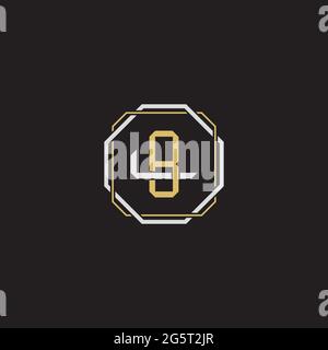 Initial letter overlapping interlock logo monogram line art style isolated on black background template Stock Vector