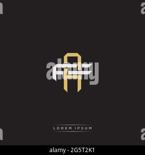 Initial letter overlapping interlock logo monogram line art style isolated on black background template Stock Vector