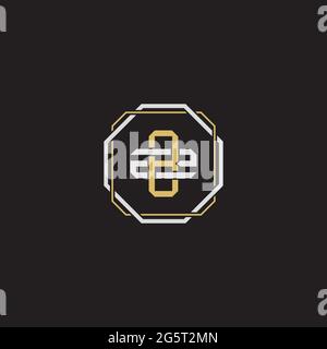 Initial letter overlapping interlock logo monogram line art style isolated on black background template Stock Vector