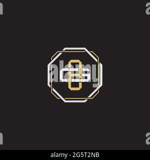 Initial letter overlapping interlock logo monogram line art style isolated on black background template Stock Vector