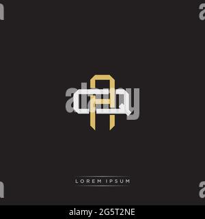 Initial letter overlapping interlock logo monogram line art style isolated on black background template Stock Vector
